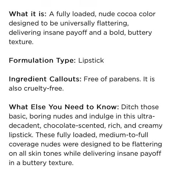 🌻 Too Faced Cocoa Bold Lipstick in Chocolate Chip New FullSz - Picture 8 of 8